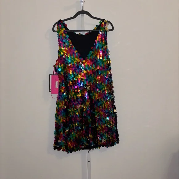 Betsey Johnson Sequin Dress Multi Color Size 12 - Picture 5 of 5